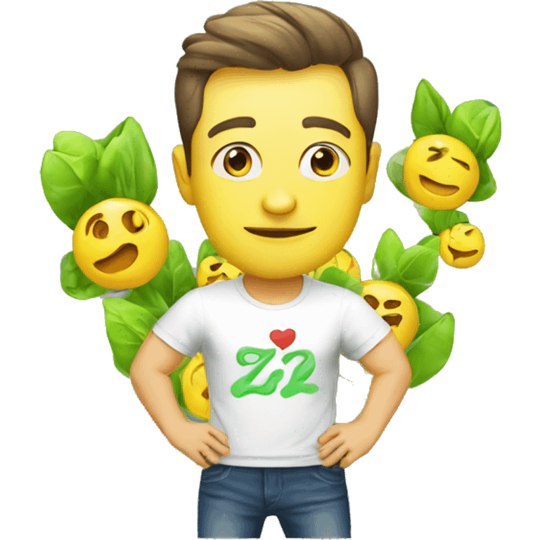 Zelensky in a T-shirt with the inscription Z emoji