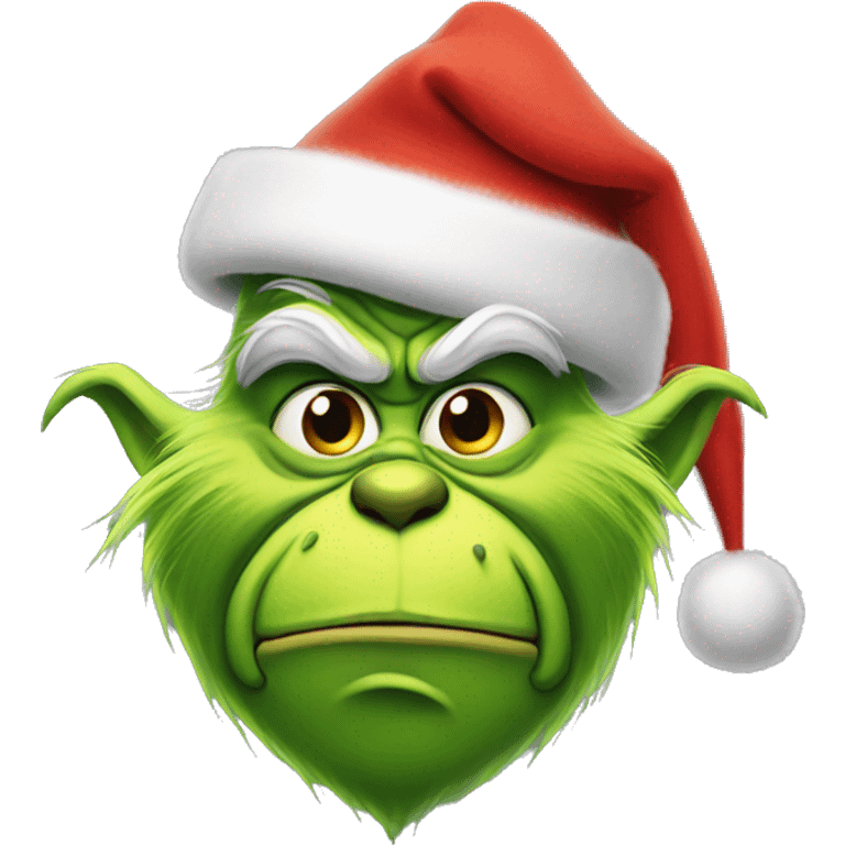 Grinch wearing a Christmas hat emoji