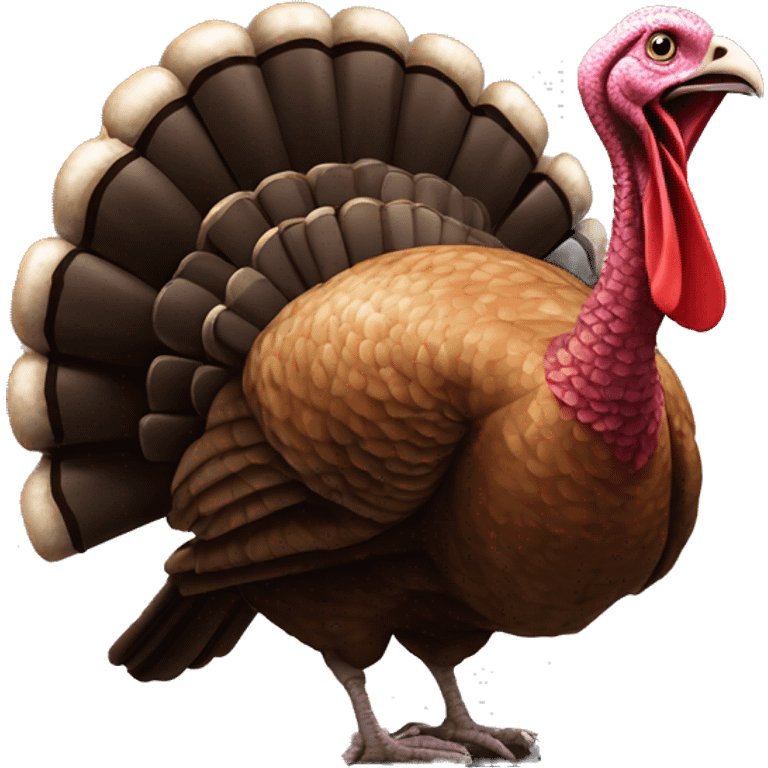 Realistic plucked turkey sitting on a wrecking ball with chain emoji