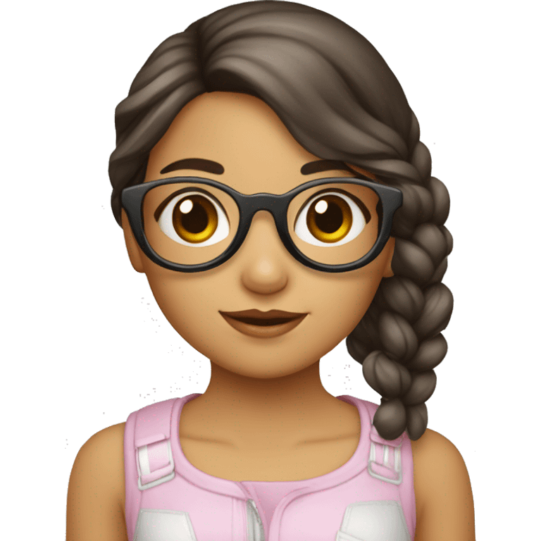 Niña con gafas y con un perro blanco emoji