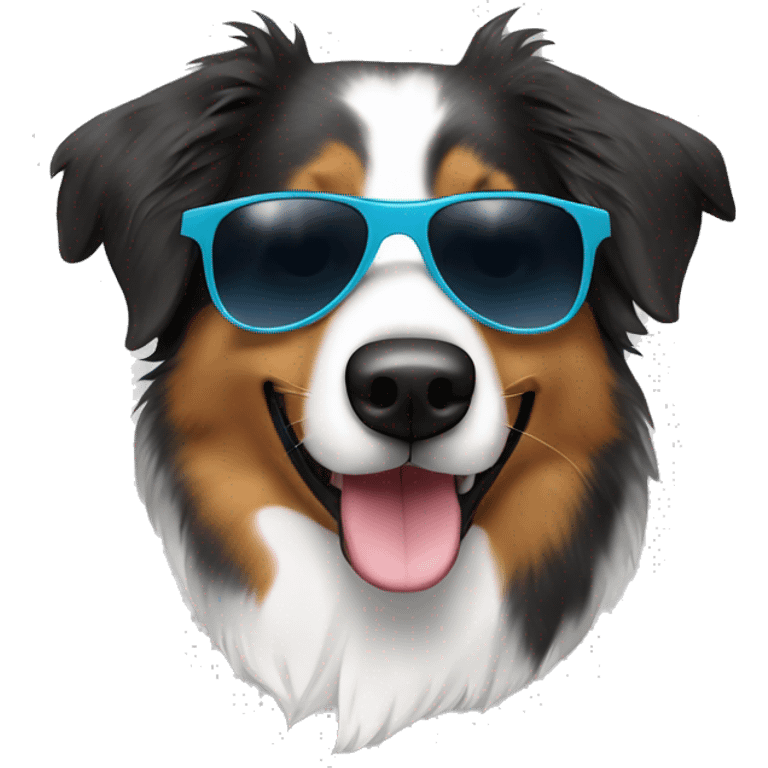 Australian shepherd with sunglasses emoji