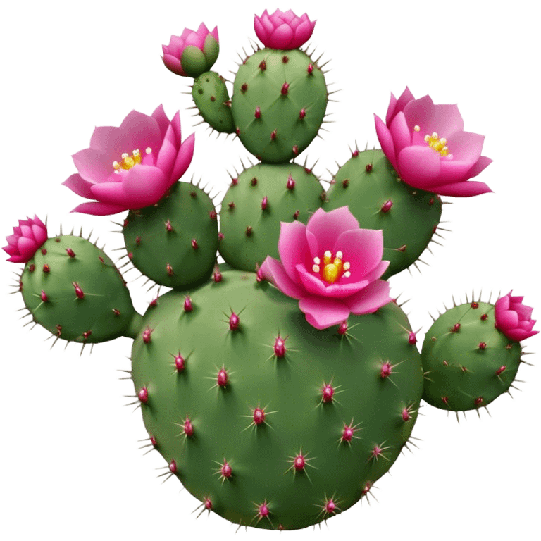 Isolated Prickly pear cactus with pink flowers emoji