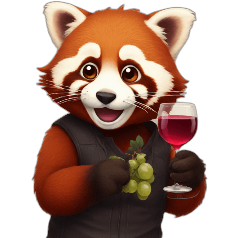 Drunk red panda with wine emoji