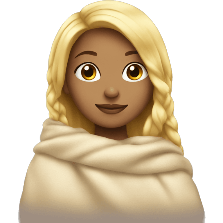 Cozy blanket blonde girl  emoji