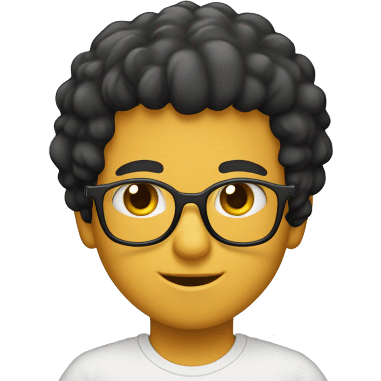 menino com olhos castanhos cabelo preto e camisa amarela emoji