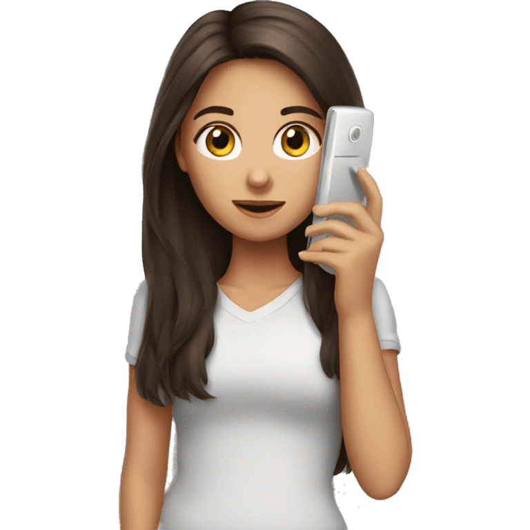 Brunette girl with a phone emoji