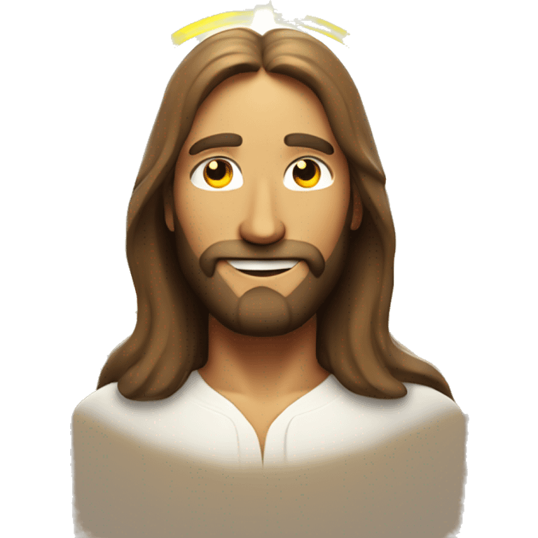 A glowing Jesus emoji with a radiant halo and a peaceful smile emoji