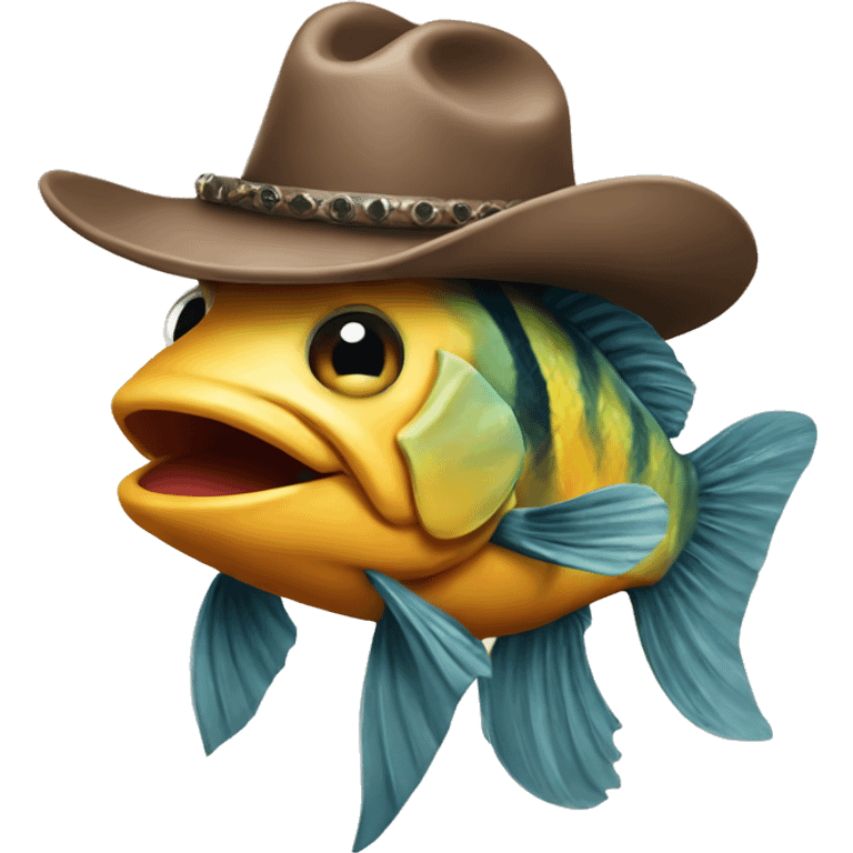 Fish with a cowboy hat and a tattoo emoji