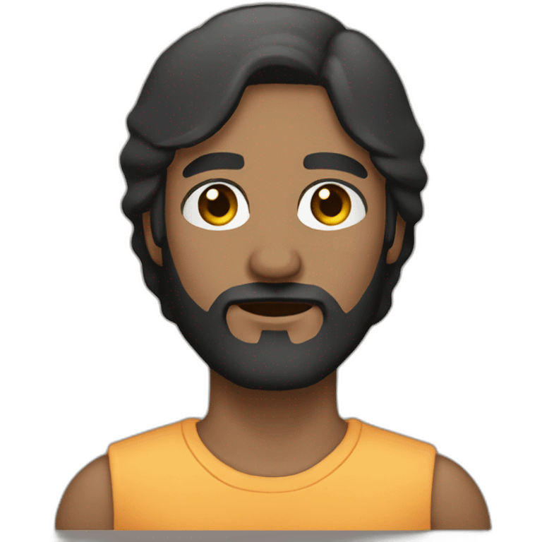 Dark Medium skin bald man with medium long black beard emoji