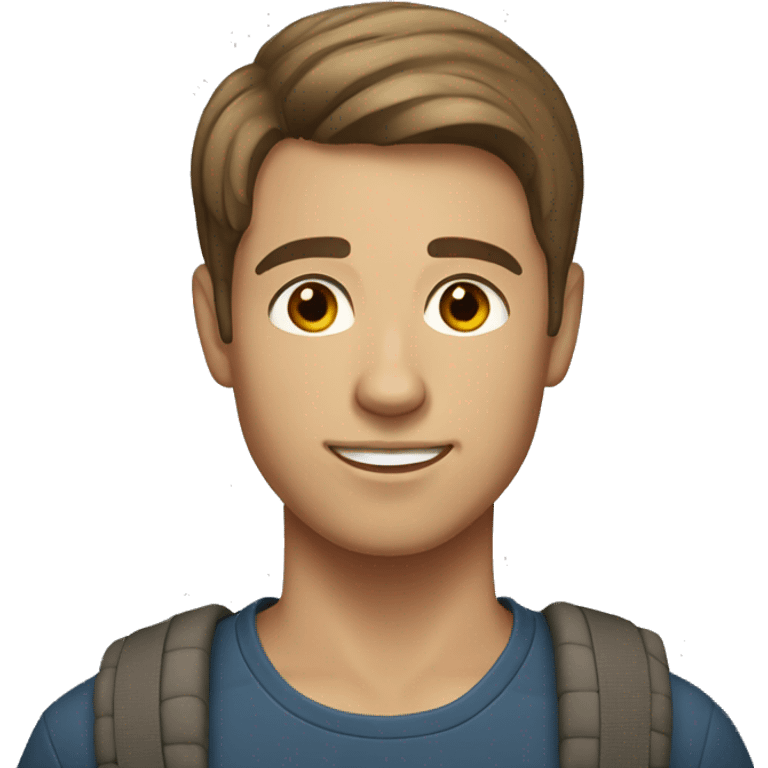 Young man with short brown hair, brown eyes and light skin. emoji