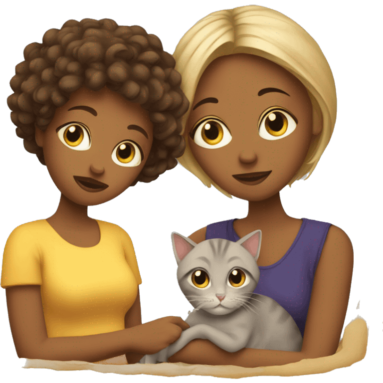 Mommy's with two daughters and a cat emoji