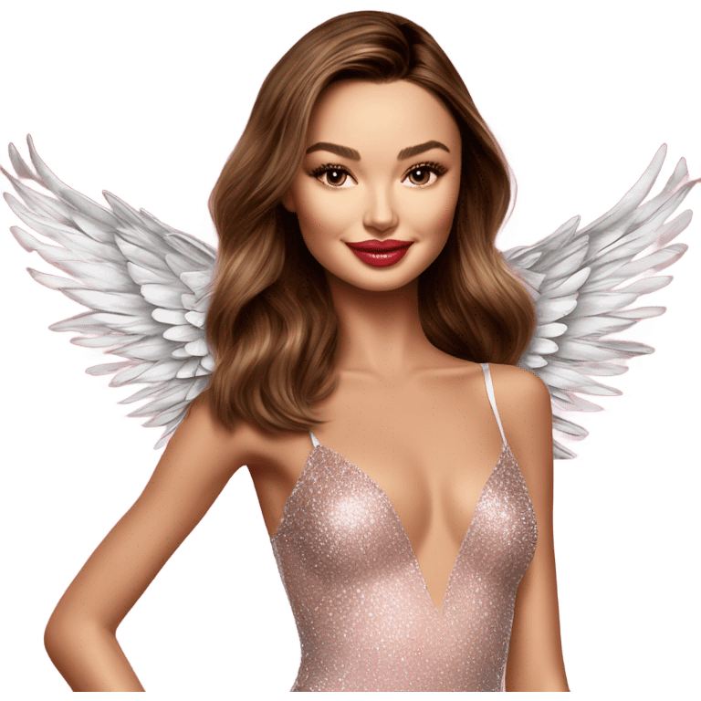 Miranda Kerr  on a runway victoria secret  angel wings emoji