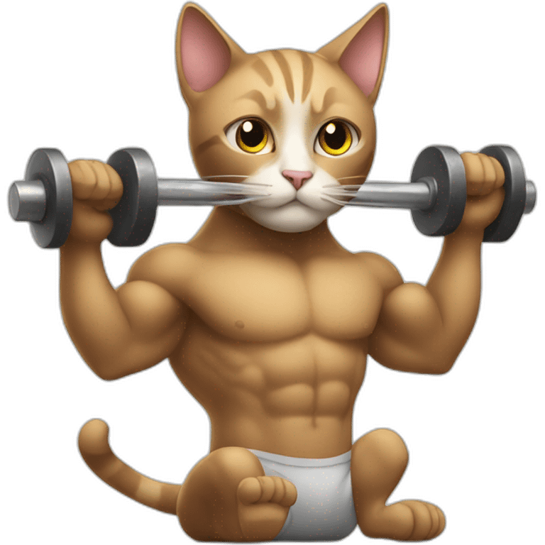 cat lifting weights emoji