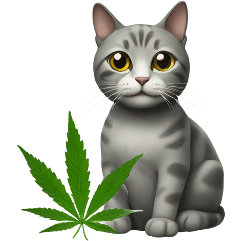 Cat with weed emoji