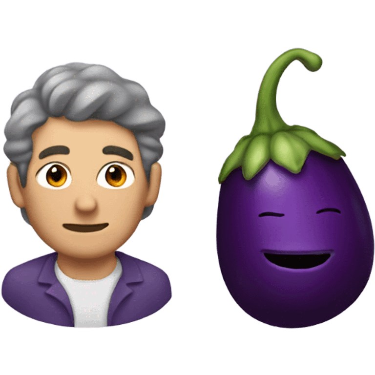 Man and an eggplant emoji