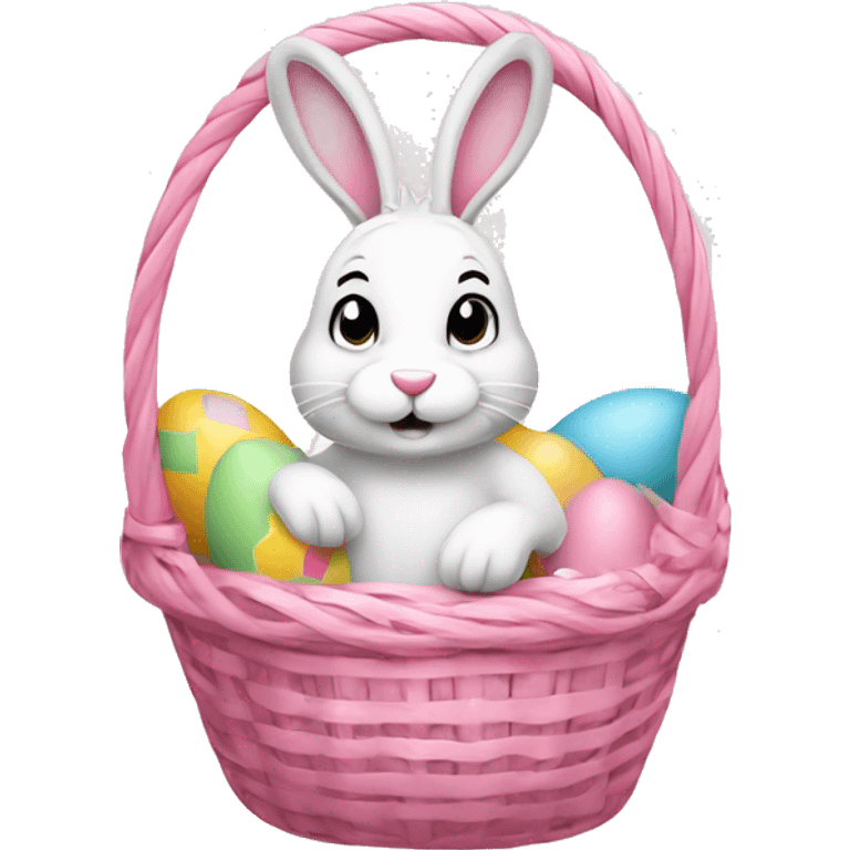 easter bunny with egg light pink basket emoji