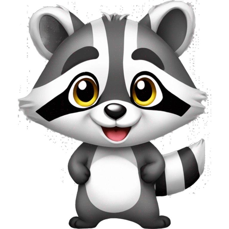 Happy raccoon with a t-shirt emoji