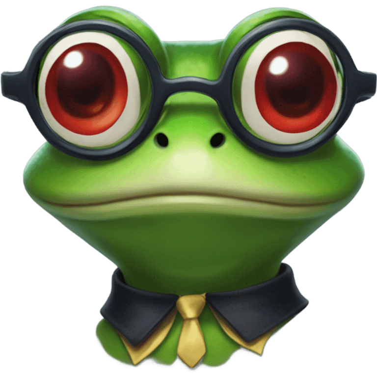 frog wearing Harry Potter glasses with red lipstick emoji