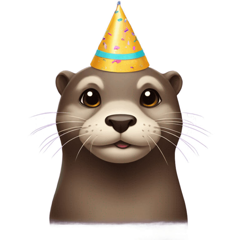 Otters with birthday hats emoji