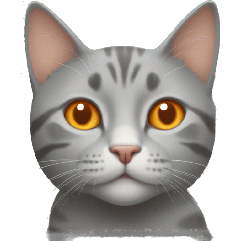 Grey cat with orange cat emoji