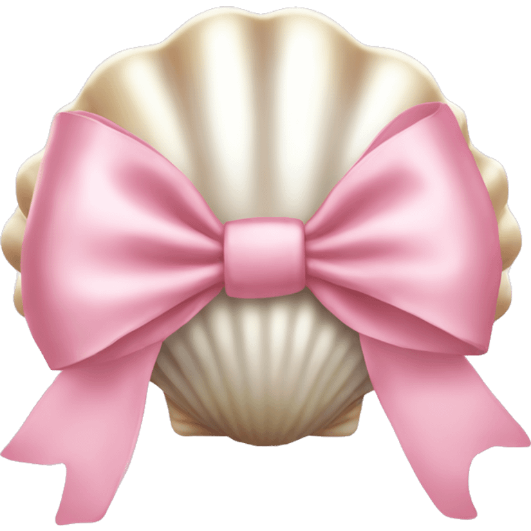 Pearl shell and light pink bow emoji