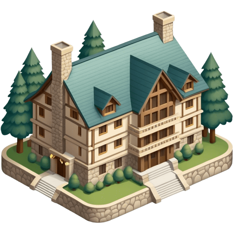 The Ahwahnee Lodge, isometric exterior view  emoji