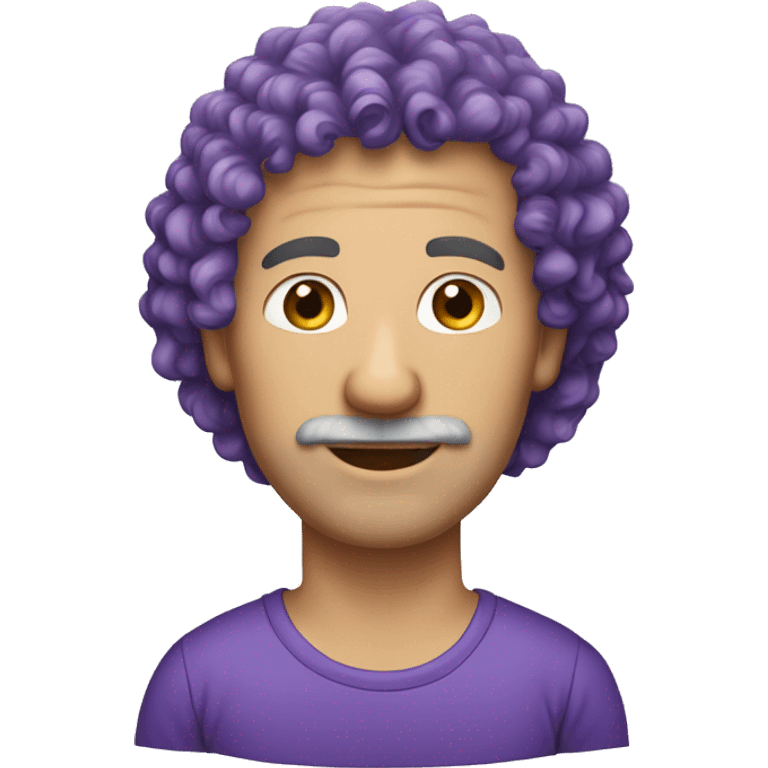 Caucasian, purple curly hair, man, middle-aged, earring. emoji