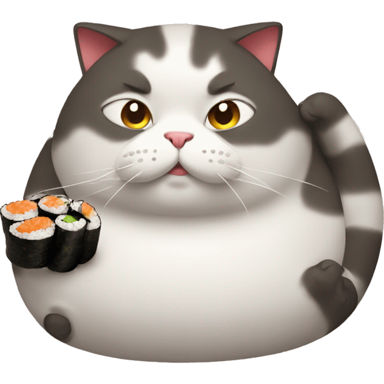 Fat cat with sushi emoji