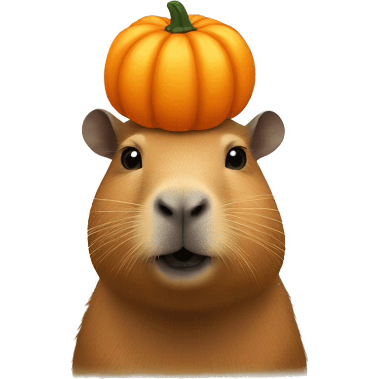 Capybara with pumpkin on head emoji