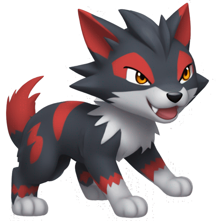 Black Cool Edgy Anthro Quilava Litten Zoroark Zorua Fakémon  with White and Red Edgy markings emoji