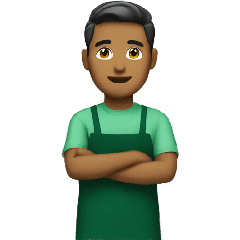 malay male starbucks barista with green apron emoji