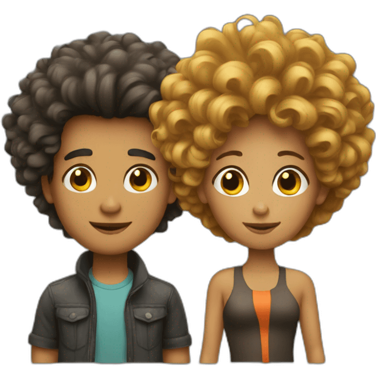 Couple with big hair boy emoji