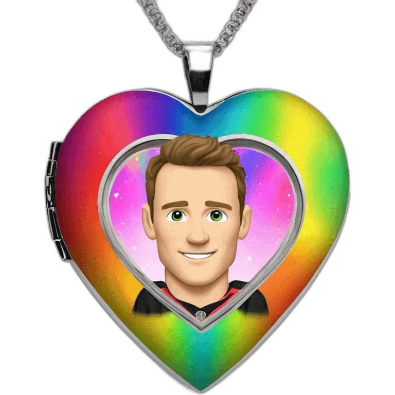 Jonathan Toews inside a rainbow locket heart emoji