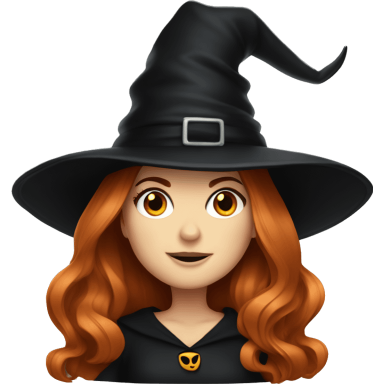 Isla fisher wearing a witch hat wearing black emoji