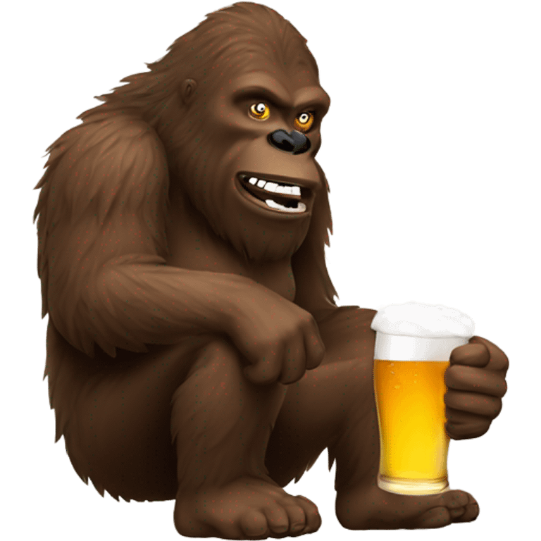 Bigfoot drinking beer emoji