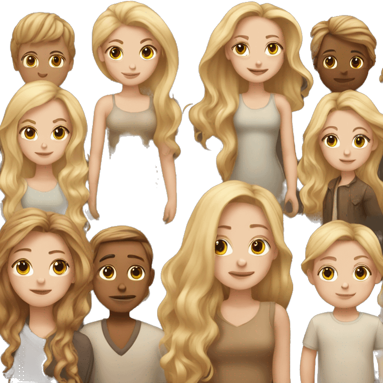 Long Brown hair woman, long Blonde hair woman, baby boy emoji