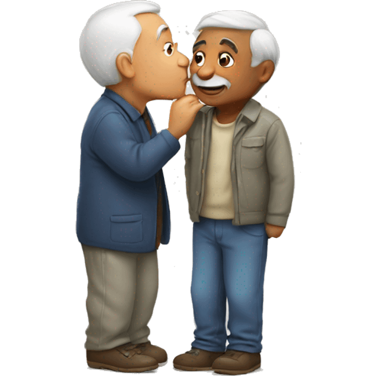 Boy kissing grandpa emoji