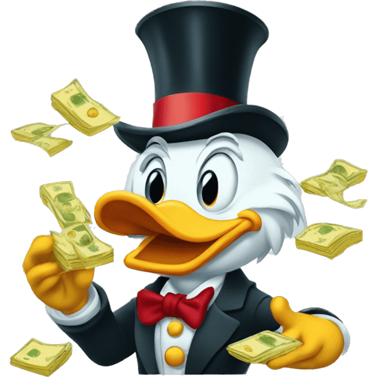 Scrooge McDuck counting money Film-Styled Scare Face emoji