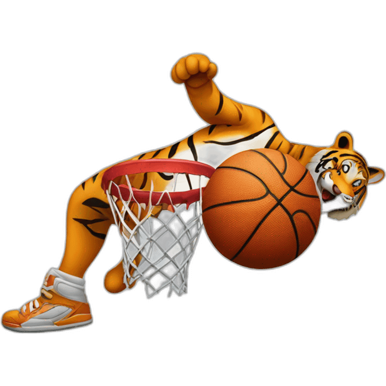 Tiger dunking a basketball  emoji