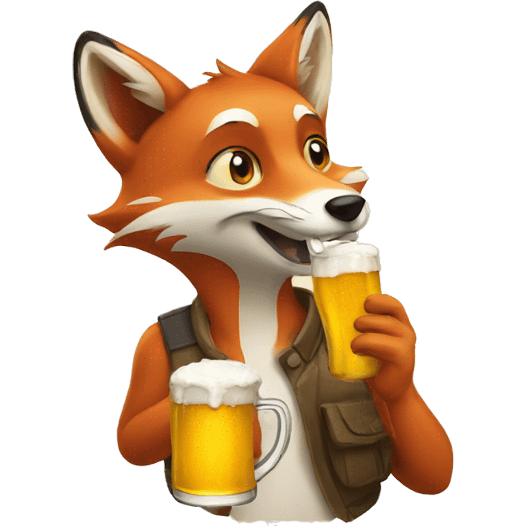 fox drinking a fresh beer emoji