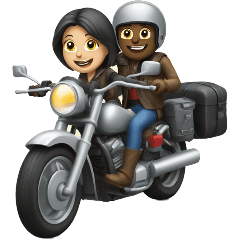 man and woman driving motorcycle emoji