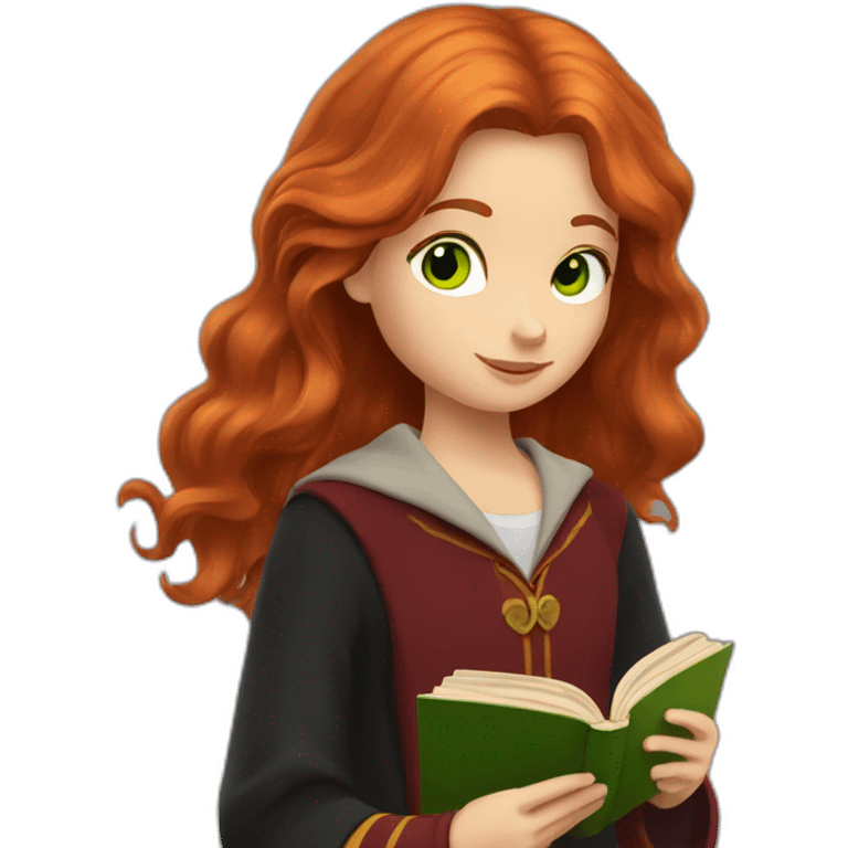 gryffindor Redhead with green eyes reading a book emoji