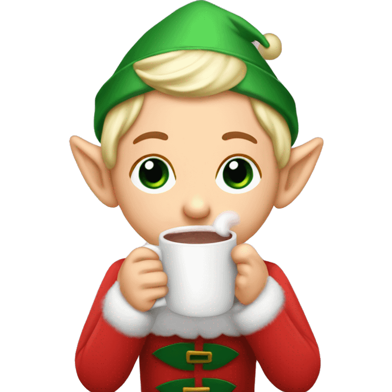 Elf on the shelf drinking hot cocoa emoji