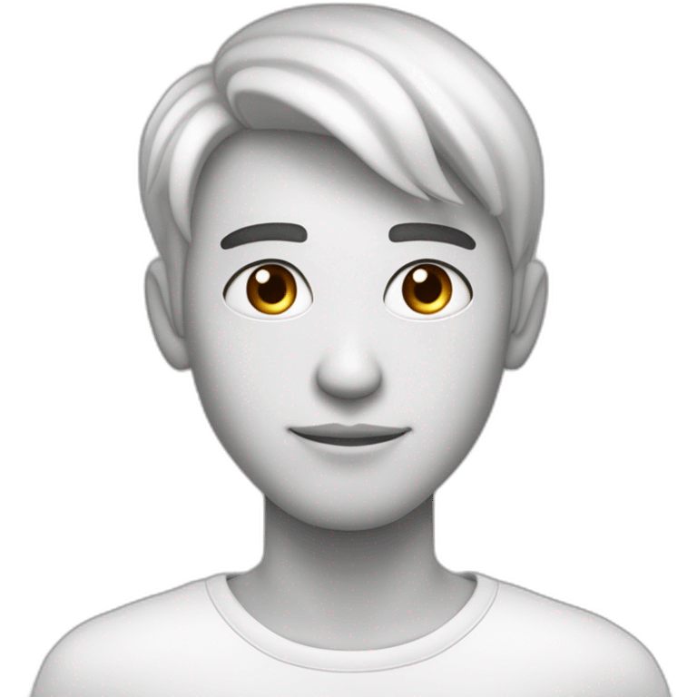 Hombre joven delgado tes blanca ojos celestes pelo corto con hoppo emoji