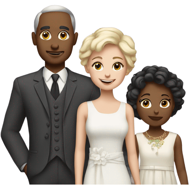 White Family with 3 kids dressed fancy  emoji