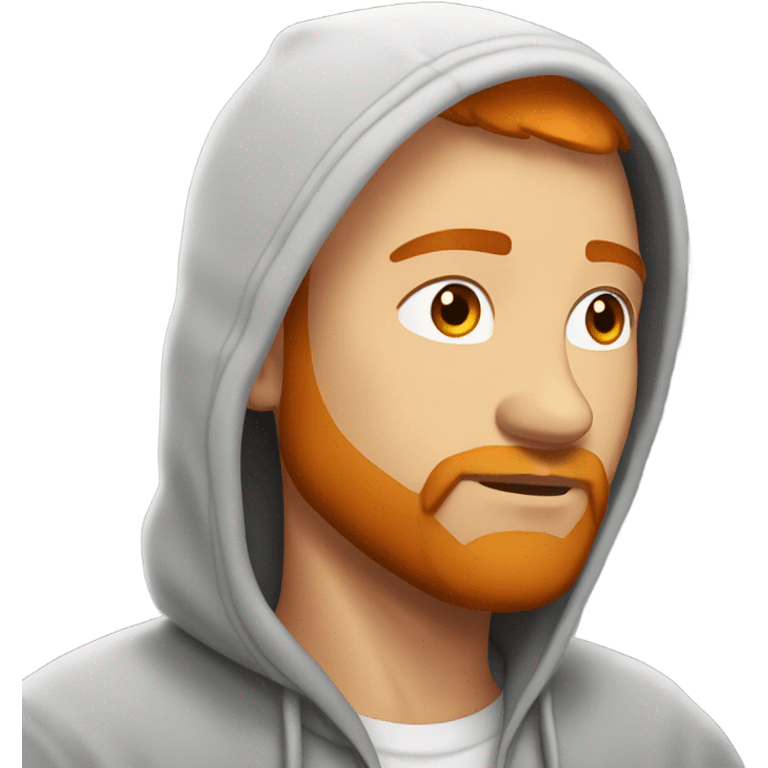 Handsome man with orange beard orange short hairs and 3 days beard wearing a hoodie while he prays emoji