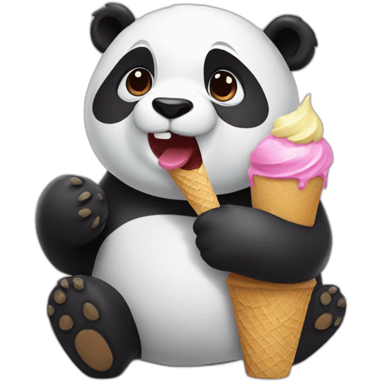 Panda eating ice cream emoji