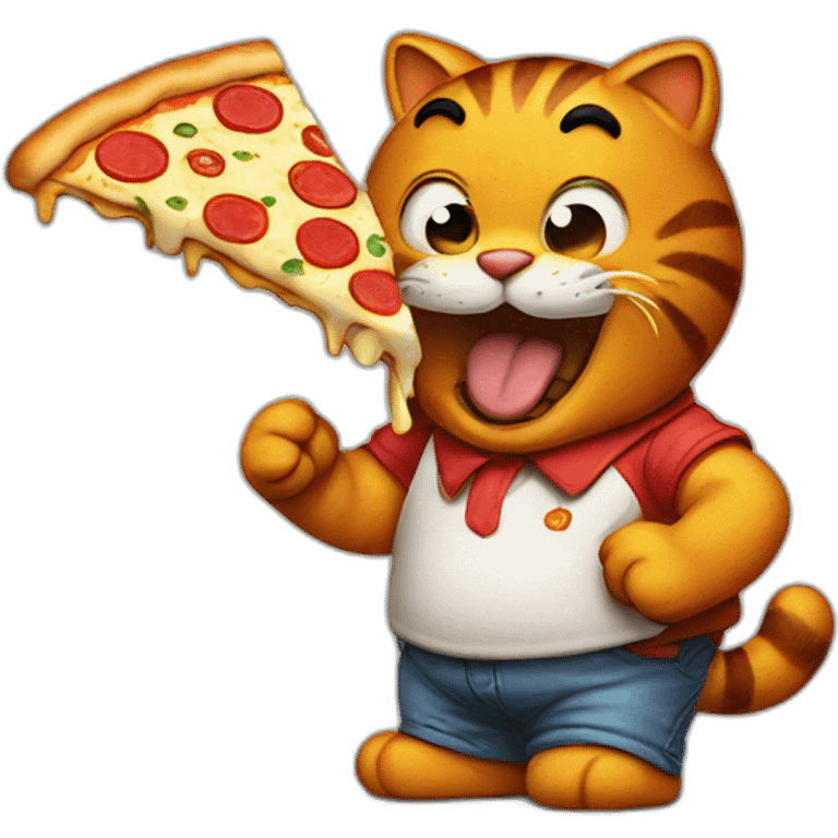 Garfield eating a pizza emoji