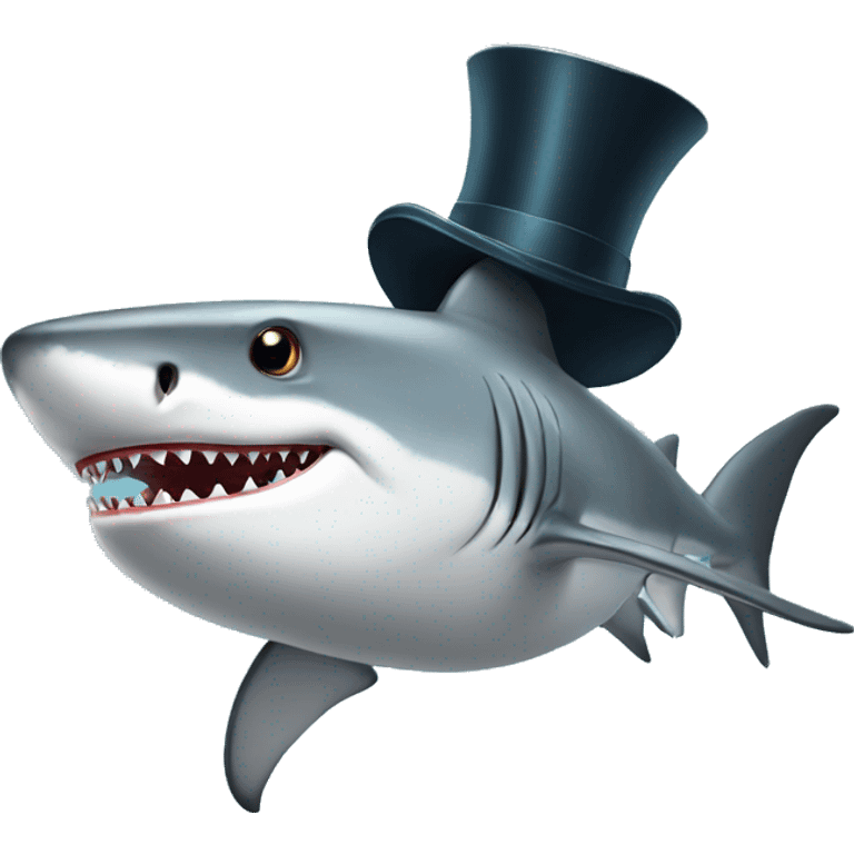 Shark with a top hat emoji