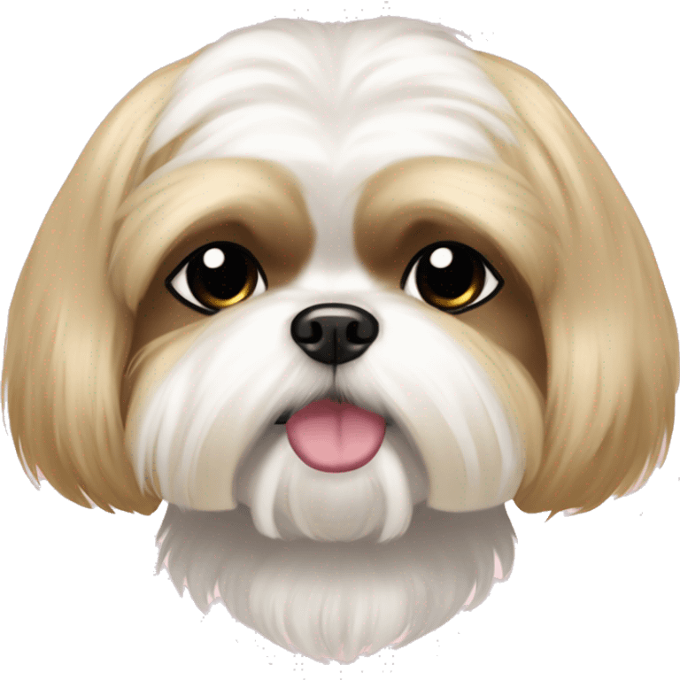 golden cream shih tzu white girl cute medium hair pink bow emoji